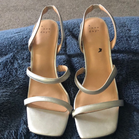 A New Day Women's Silver Strappy Sandals - Picture 1 of 5